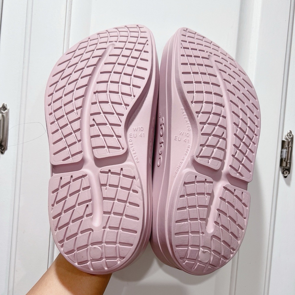 OOFOS OOmega OOahh Flip Flop Platform Waterproof Stardust Pink Women US 10 EU 41 - Picture 10 of 11